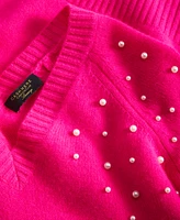 Charter Club Women's Cashmere Faux-Pearl Double V-Neck Sweater, Created for Macy's
