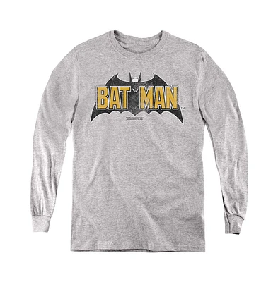 Batman Boys Youth Vintage Bat Logo On Long Sleeve Sweatshirt