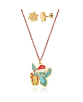 Disney Lilo and Stitch Christmas Necklace and Earring Set