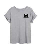 Hybrid Apparel Trendy Juniors Peeking Cat Graphic Oversized Tee