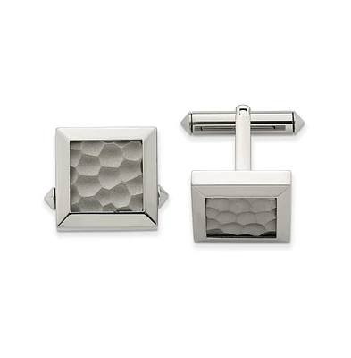 Chisel Titanium Polished and Hammered Cuff Links