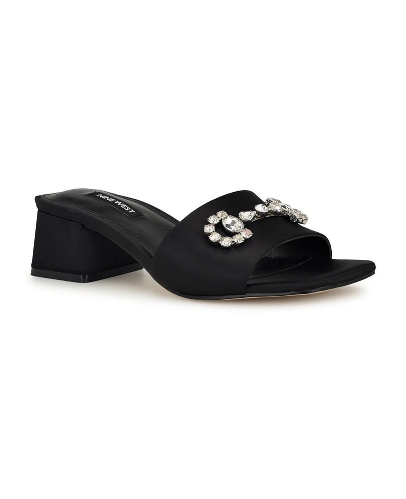 Nine West Women's Bamsy Square Toe Slip-on Dress Sandals