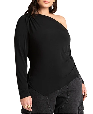 Eloquii Plus One Shoulder Tee With Ruching