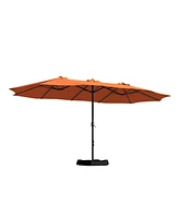 Mondawe 15 ft Double Sided Twin Outdoor Patio Market Umbrella for Balcony