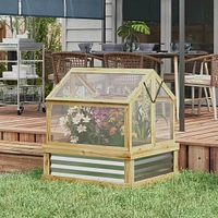 Outsunny Raised Garden Bed with Wooden Cold Frame, 35.5" x 31.5" x 36"