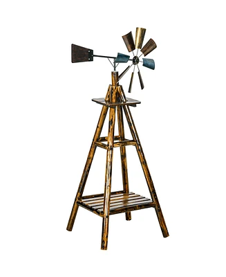 Outsunny Windmill Weathervane with Bottom Shelf, Weather Vane, Stained Wood