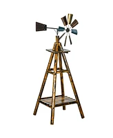 Outsunny Windmill Weathervane with Bottom Shelf, Weather Vane, Stained Wood