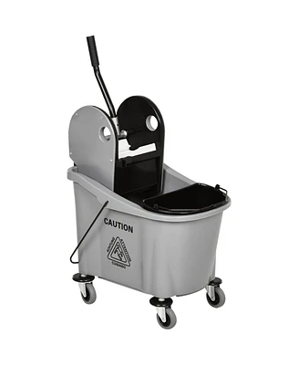 Homcom 9.5 Gallon/36L Wringer Bucket Cart w/ Down Press Wringer, Mop Holder