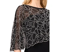 Msk Women's Beaded Chiffon Asymmetrical Short-Sleeve Blouse