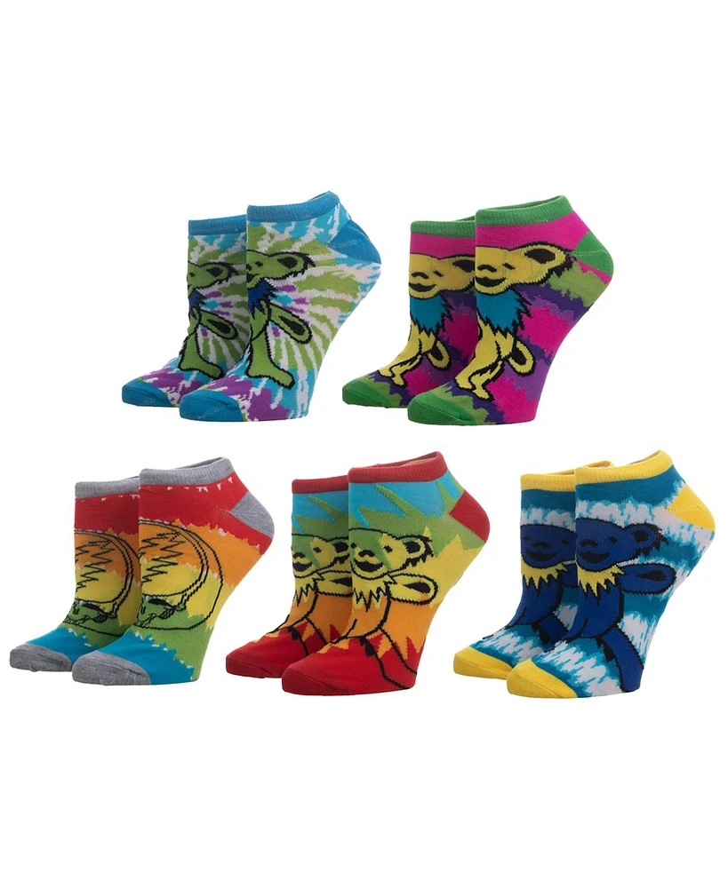 Grateful Dead Men's 5 Pack pair Tie Dye ankle Socks for men