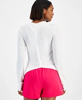 Id Ideology Women's Ruched-Back Thumb-Hole Long-Sleeve Top, Created for Macy's