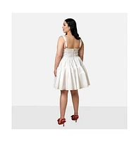 Rebdolls Plus Size Peony Corset Mini Skater Dress