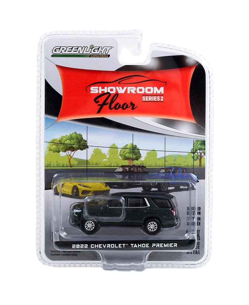 Greenlight 1/64 Chevrolet Tahoe Premier, Evergreen Gray, Showroom Floor