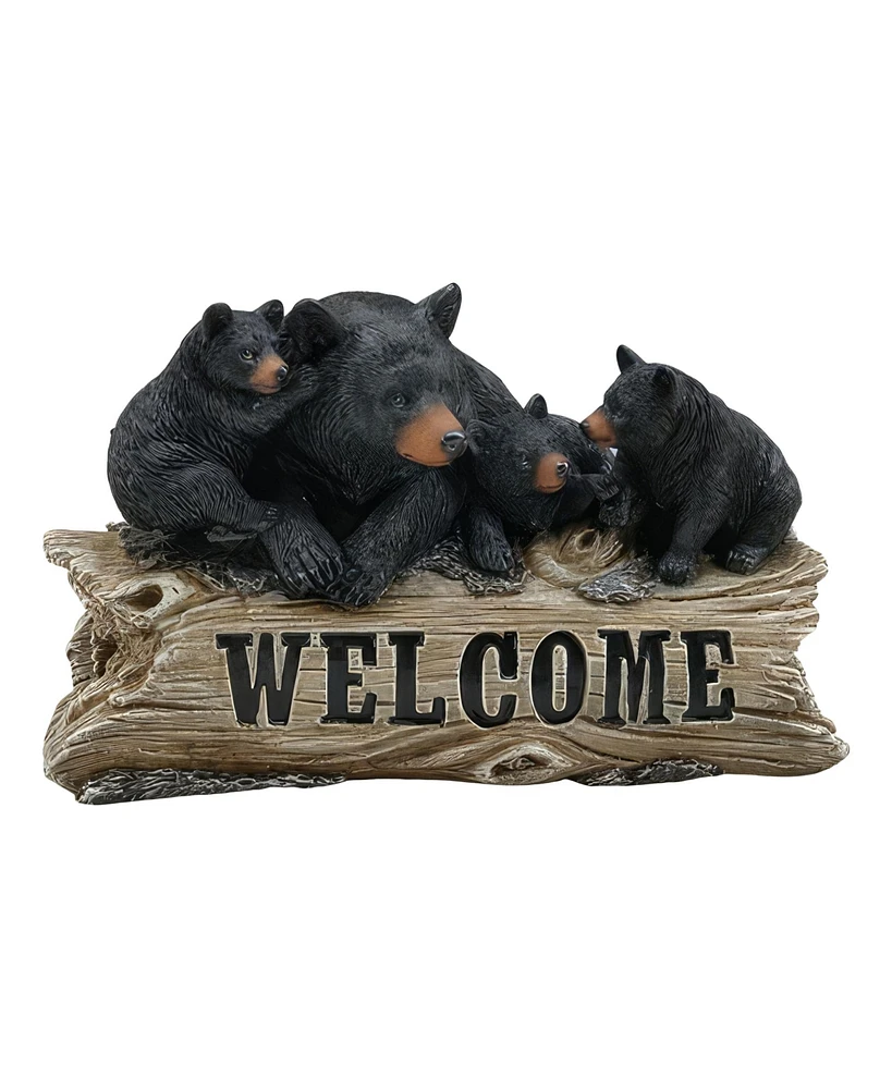 Fc Design 10"W Bear Log-welcome Sign Figurine Decoration Home Decor Perfect Gift for House Warming, Holidays and Birthdays