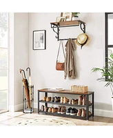 Slickblue Rustic Brown 3-tier Shoe Storage Bench