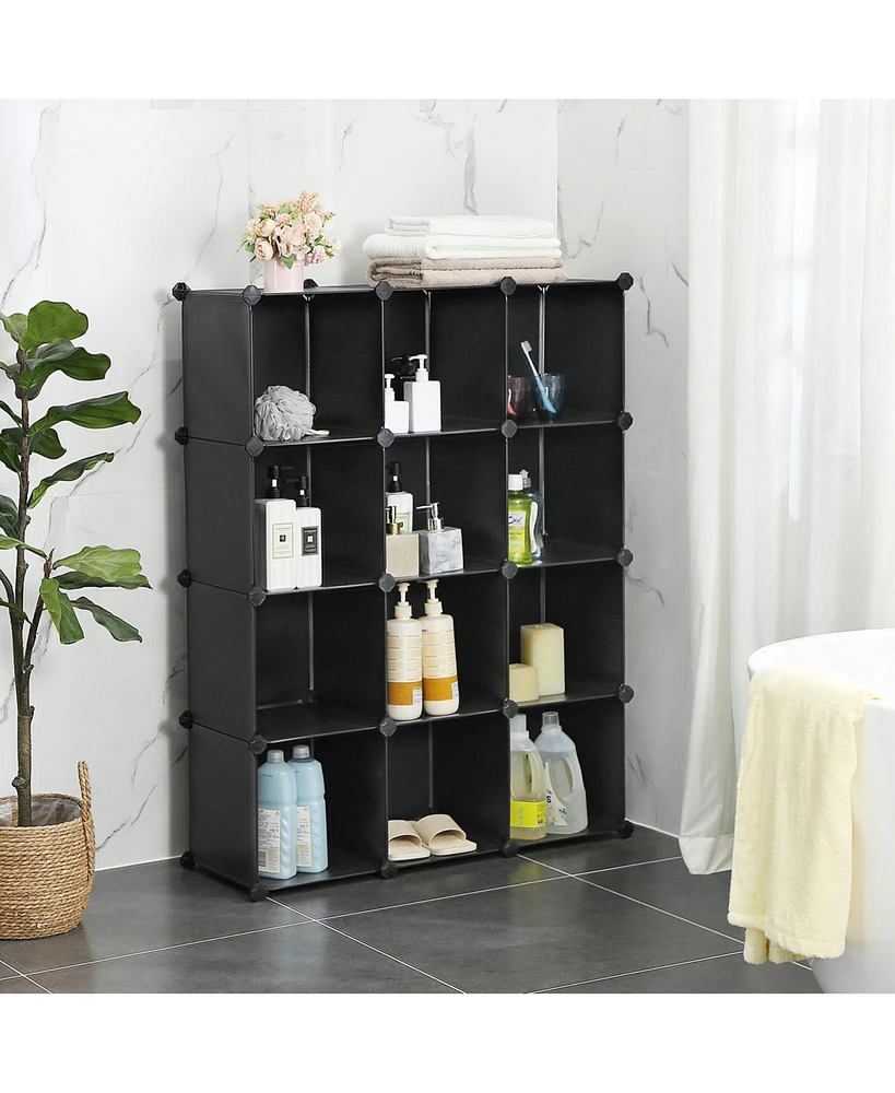 Slickblue 12-cube Storage Organizer, Interlocking Plastic Cubes With Divider Design