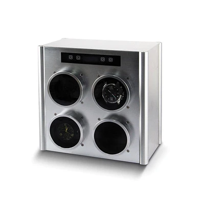 Diamond2Deal Rotations Silver-tone Metal Velveteen Lined 4-Watch Winder