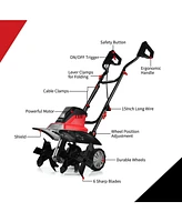 Sugift Corded Electric Tiller and Cultivator 9-Inch Tilling Depth