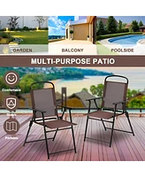 Sugift Set of 2 Patio Folding Chairs Sling Back Chairs Camping Beach Chairs