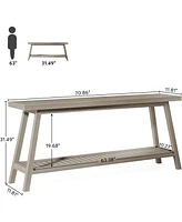 Tribesigns Farmhouse Console Entryway Table: 70.9 Inches Extra Long Table for Entryway, 2-Tier Narrow Wood Foyer Sofa Couch Hallway,