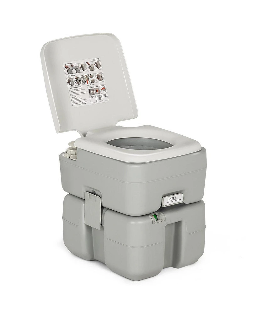 Gymax 5.3 Gallon Portable Travel Toilet Outdoor Camping Toilet w/ Piston Pump Flush