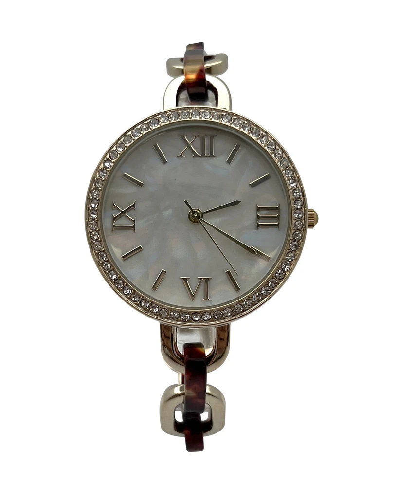 Olivia Pratt Bracelet Style Metal and Tortoise Women Watch