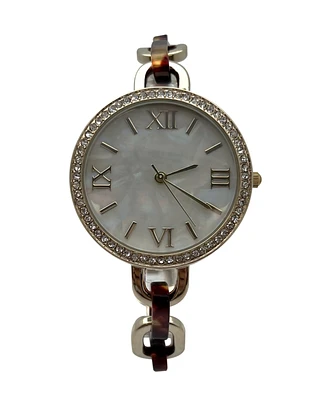Olivia Pratt Black Bracelet Style Metal and Tortoise Women Watch