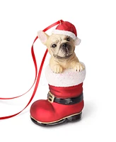 Holiday Lane Pets French Bulldog Santa's Boot Ornament, Created for Macy's