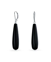 Bling Jewelry Long Linear Quartz Turquoise Onyx Lapis Lazuli Dangle Earrings Sterling Silver