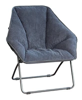 Zenithen Limited Hexagon Folding Dish Corduroy Chair, Gray