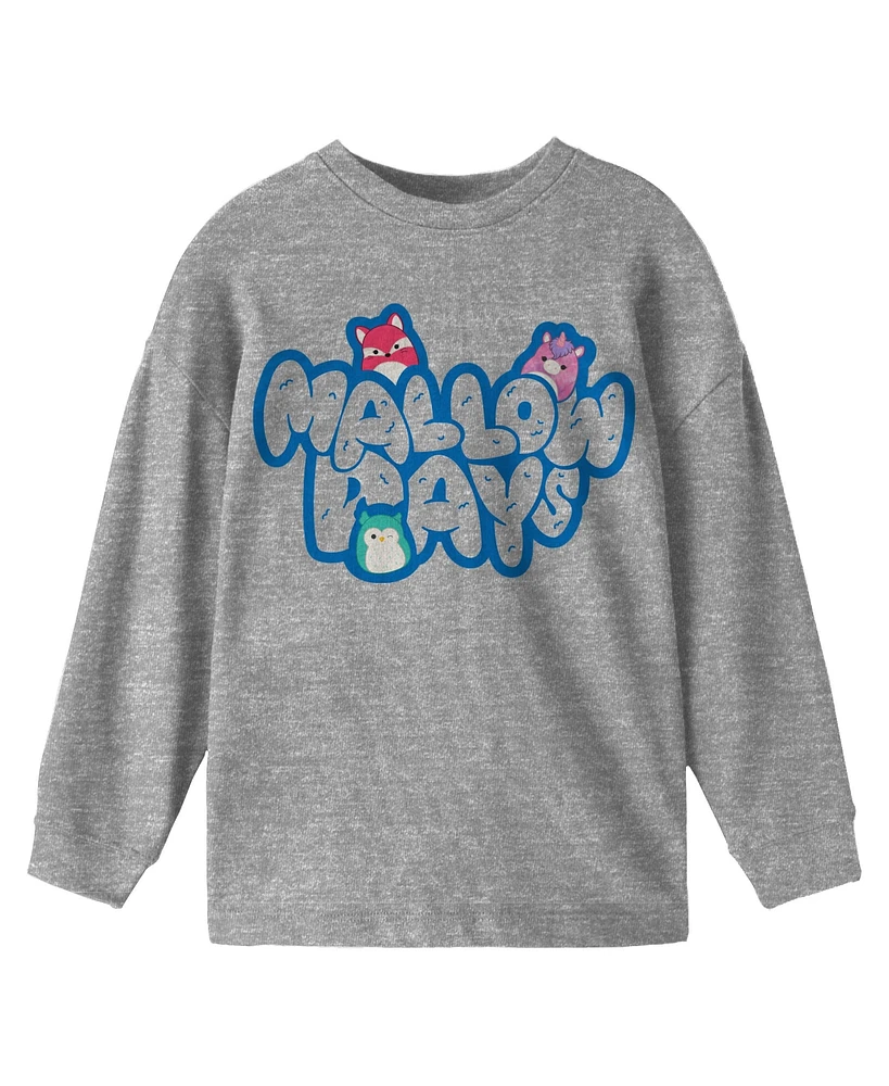 Squishmallows Boys Mallow Days Crew Neck Long Sleeve Athletic Heather Youth Tee