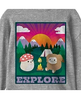 Squishmallows Boys Explore Crew Neck Long Sleeve Gray Youth Tee