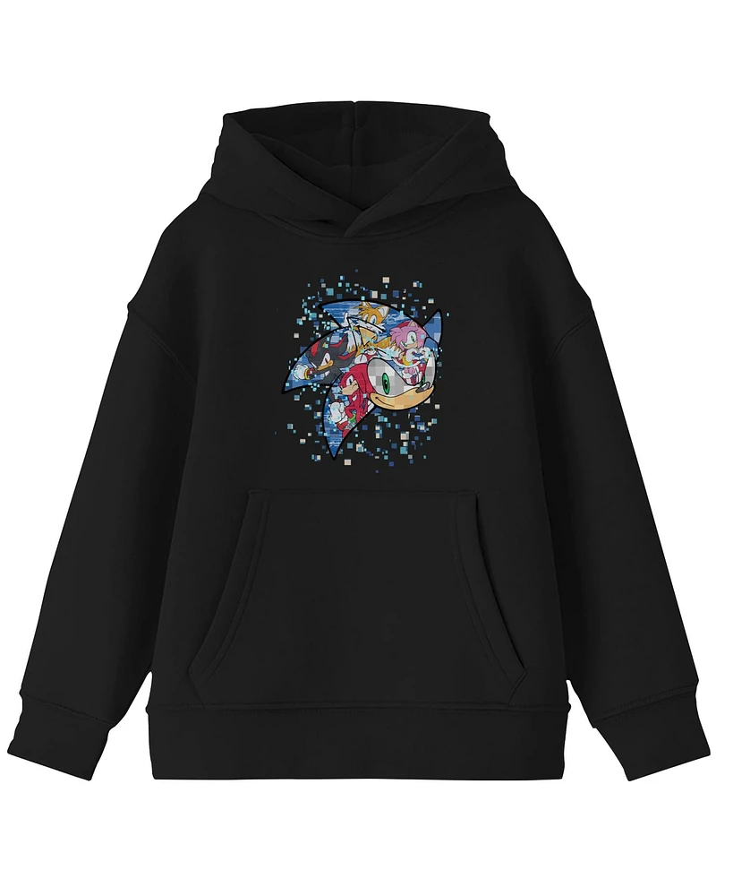 Starwars Boys Sonic the Hedgehog Modern Character Group Black Hoodie