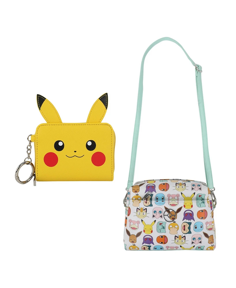 Pokemon First Generation Faces Crossbody Handbag & Pikachu Zip-Around Wallet Kit