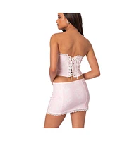 Edikted Women's Silvie Printed Lace Up Corset Top