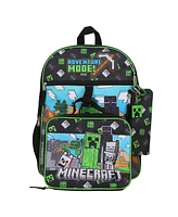 Minecraft 5-Piece Set: 16" Backpack, Lunchbox, Utility Case, Rubber Keychain, and Carabiner