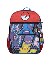 Pokemon 5-Piece Set: 16" Backpack, Padded Utility Case, Small Utility Case, Rubber Keychain, and Carabiner