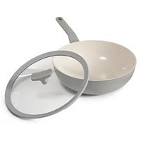 BergHOFF Balance Non-stick Ceramic Wok Pan 11", 4.4qt. With Glass Lid, Recycled Aluminum