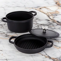 BergHOFF Graphite Enamel Cast Iron Round Grill Pan 10.25"