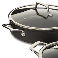 BergHOFF Essentials Non-stick Hard Anodized 11" Deep Skillet 4.3qt. With Glass Lid, Black