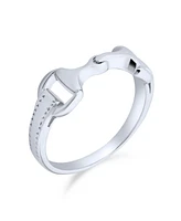 Bling Jewelry Cowgirl Equestrian Lover Double Horse Snaffle Bit Band Ring Sterling Silver