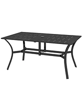 Outsunny Outdoor Dining Table with Umbrella Hole, Patio Dining Table