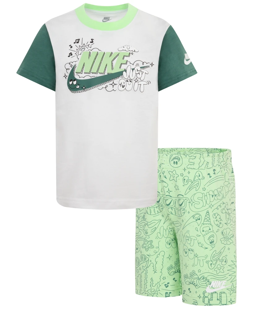 Nike Little Boys Futura Logo Graphic T-Shirt & French Terry Shorts, 2 Piece Set