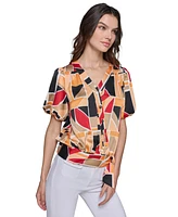 Karl Lagerfeld Paris Women's Printed Wrap Top