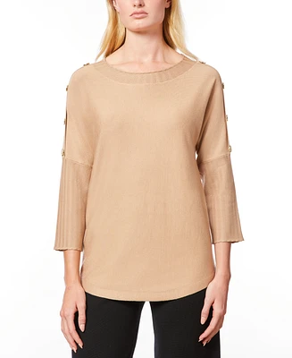 Melissa Paige Women's Dolman-Sleeve Wavy-Ribbed Sweater