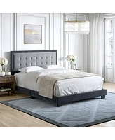 Boyd Sleep Pisa Velvet Upholstered Platform Bed Frame, Grey, Full