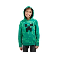 Minecraft Boys Video Game Creeper Face Youth Green Graphic Print Hoodie