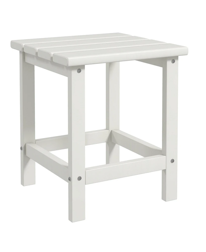 Outsunny 15" Adirondack Patio Side Table, Hdpe, White