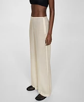 Mango Women's 100% Ramie Straight Pants