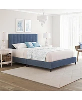 Leah Linen Upholstered Platform Bed Frame with Adjustable Headboard - Boyd Sleep, 13 slat support